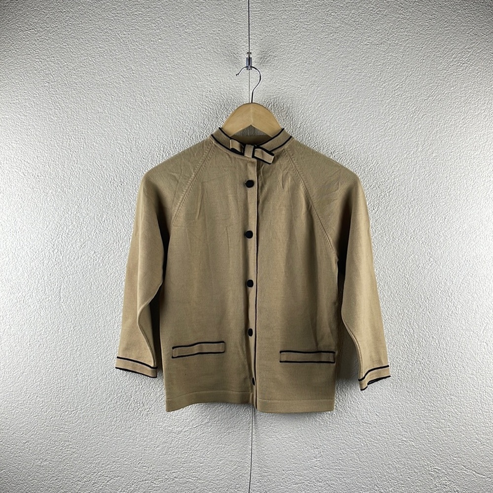 Vintage l 50s S Jonathan Phillips Classic Preppy Pinup Bow Knit Cardigan Sweater